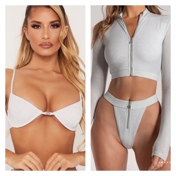 Meshki Other - Meshki silver bikini top and bottom size small NWT